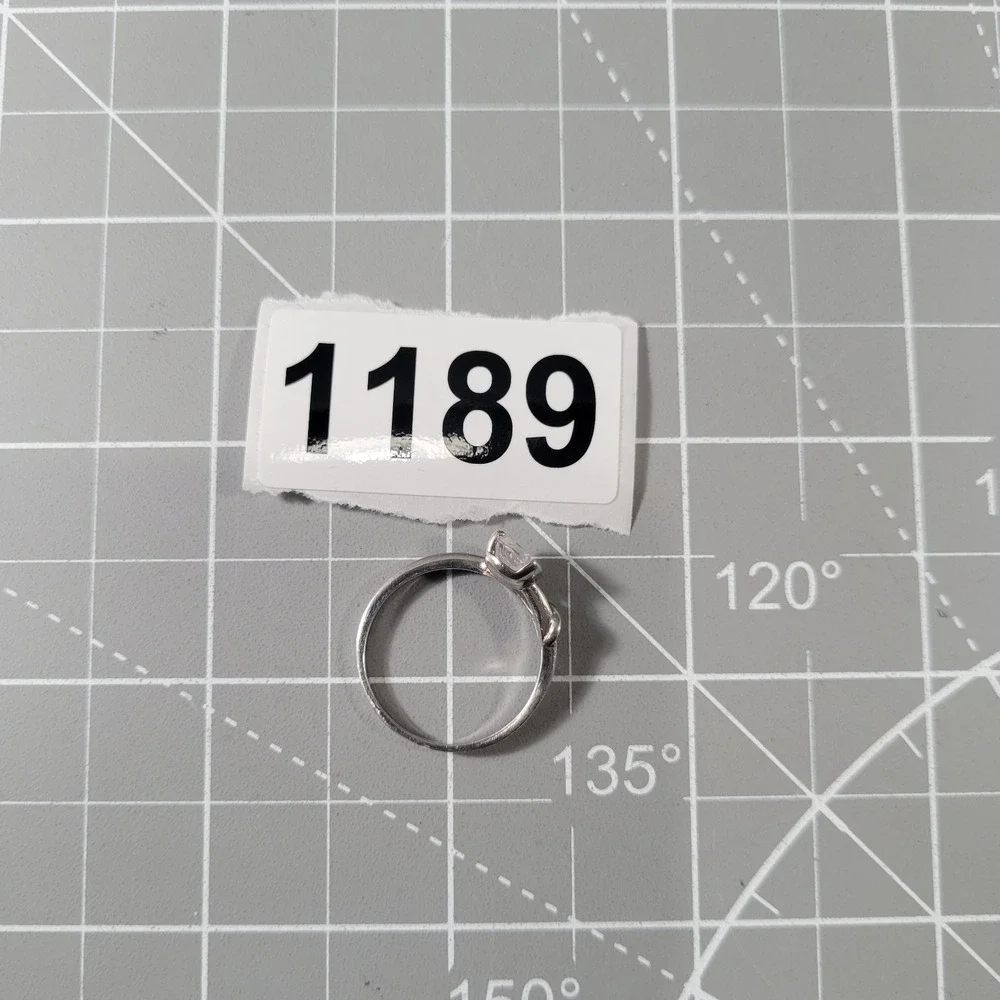 Sterling Silver Solitaire Ring Clear Stone Size‎ 7.75 S925 TESTED